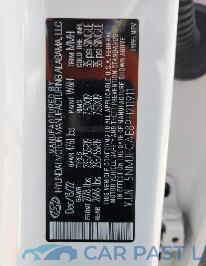 5NMJFCAE8PH211911# 13