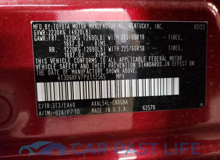 4T3D6RFV7PU112565# 14