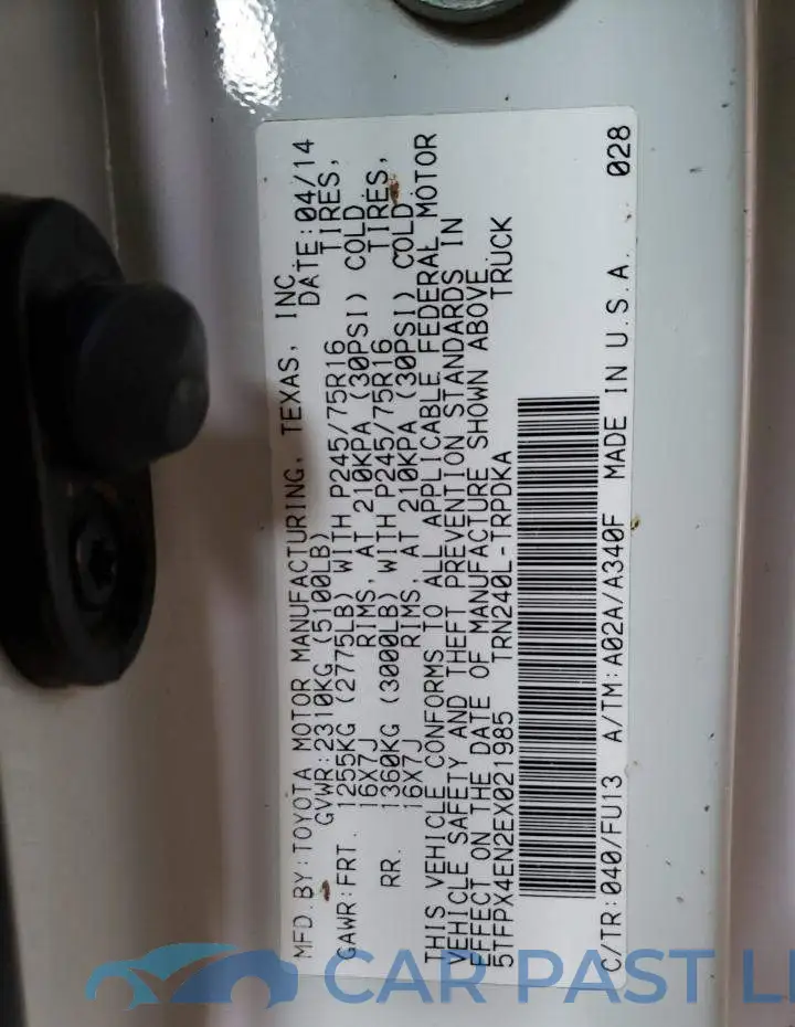 5TFPX4EN2EX021985# 13