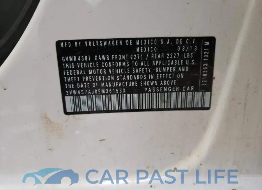 3VW4S7AJ0EM361533# 12