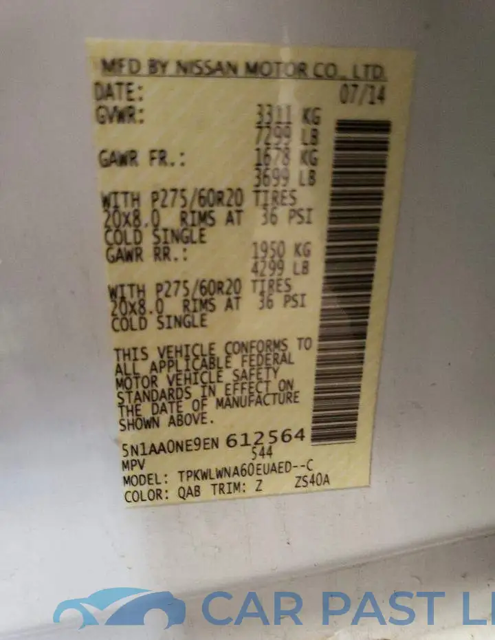 5N1AA0NE9EN612564# 13
