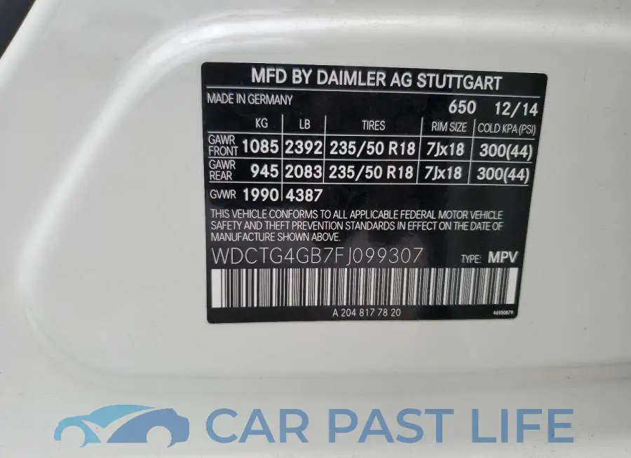 WDCTG4GB7FJ099307# 13