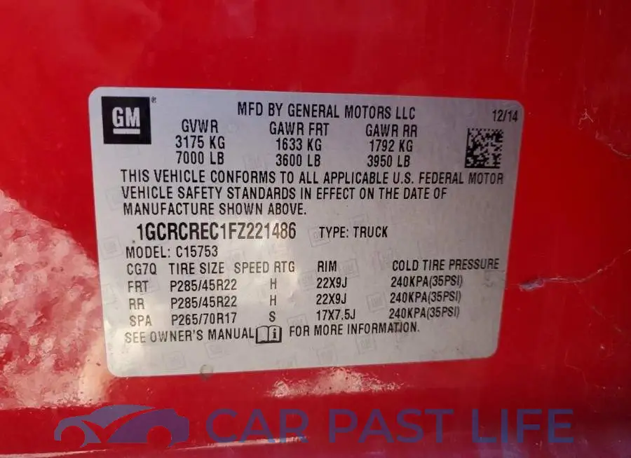 1GCRCREC1FZ221486# 12
