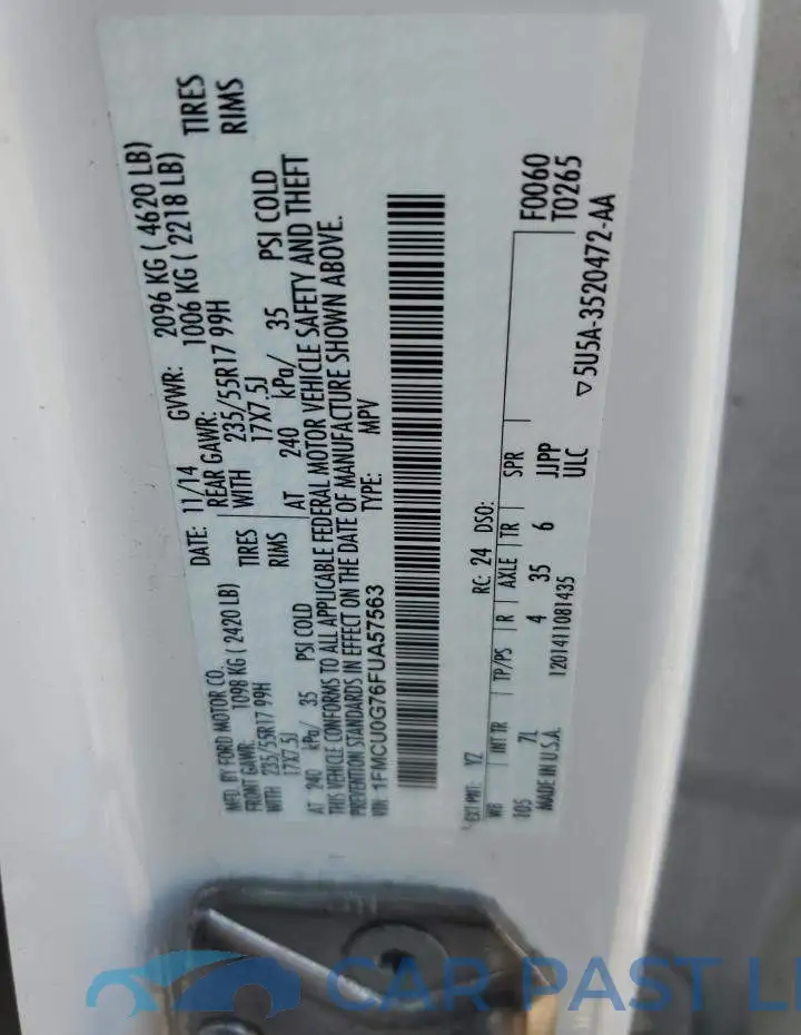 1FMCU0G76FUA57563# 14