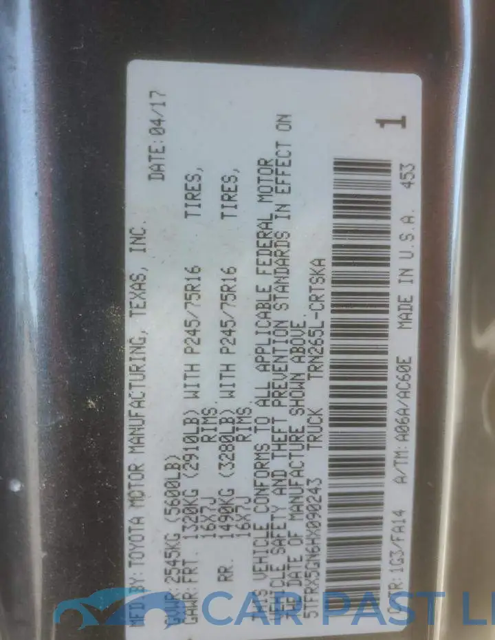 5TFRX5GN6HX090243# 13