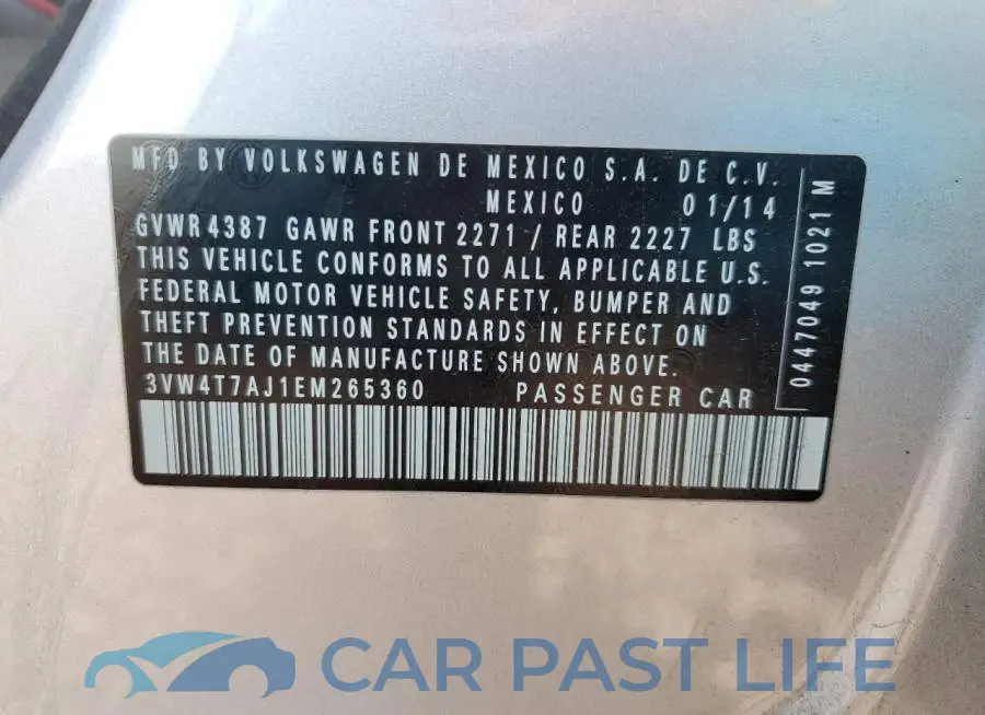 3VW4T7AJ1EM265360# 13