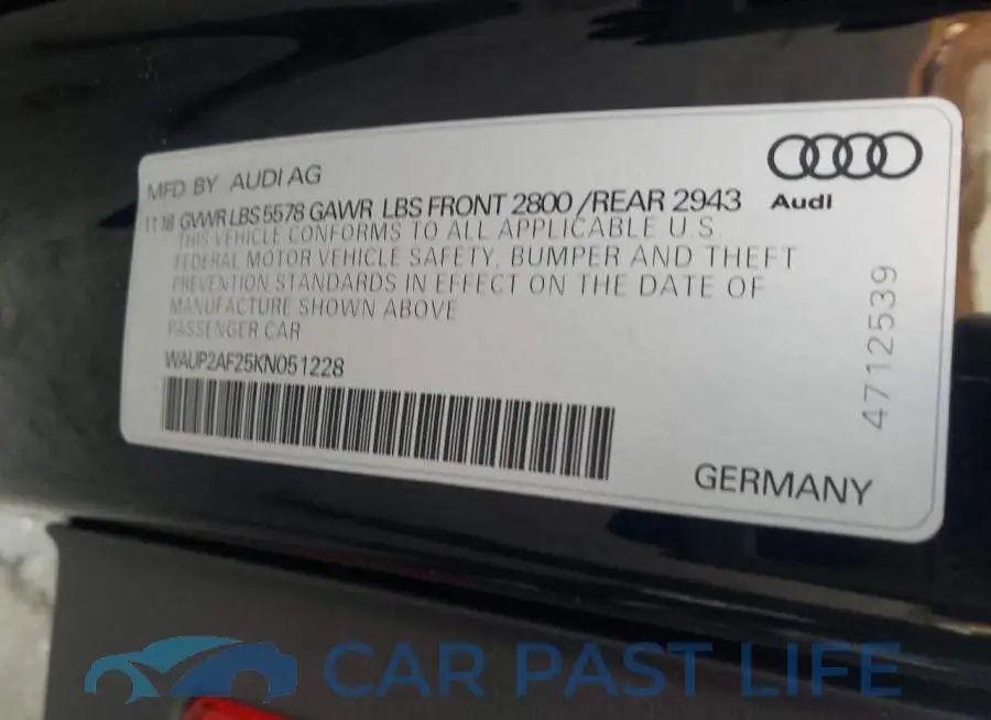 WAUP2AF25KN051228# 12