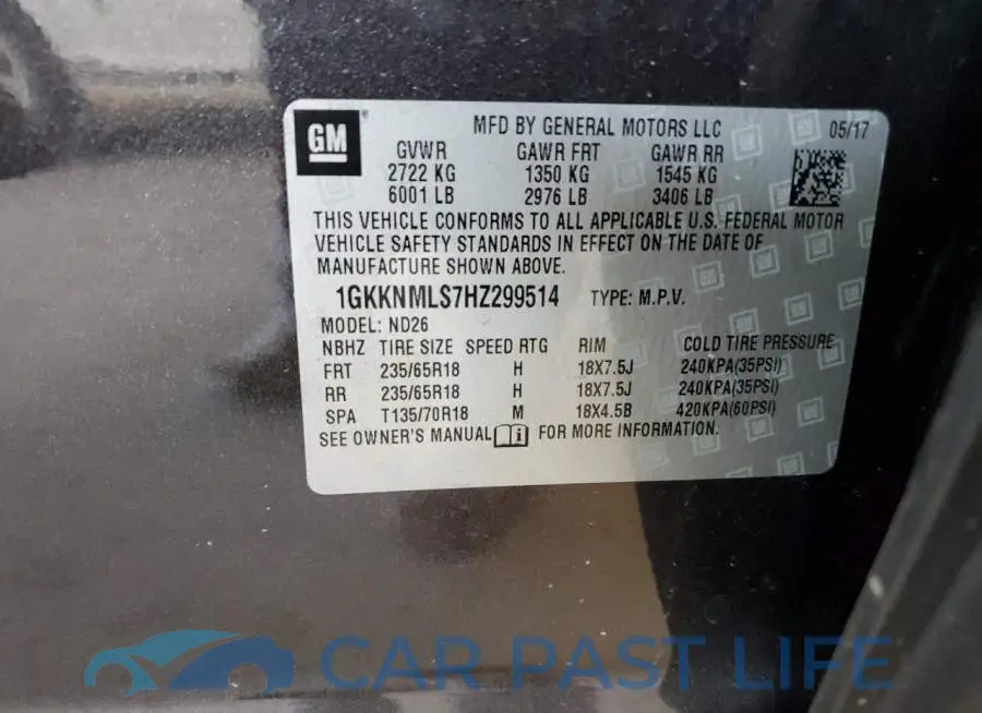 1GKKNMLS7HZ299514# 14