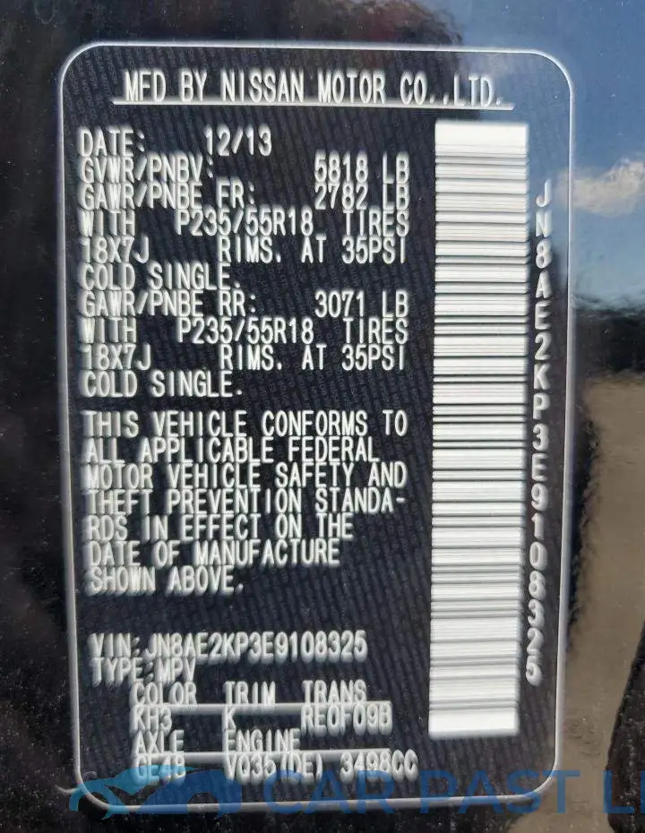 JN8AE2KP3E9108325# 13