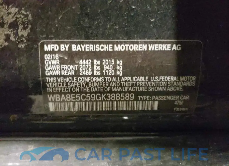 WBA8E5C59GK388589# 12