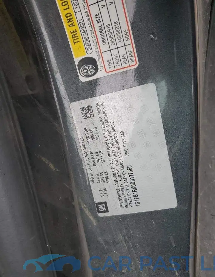 1G1FB1RX6G0177360# 12