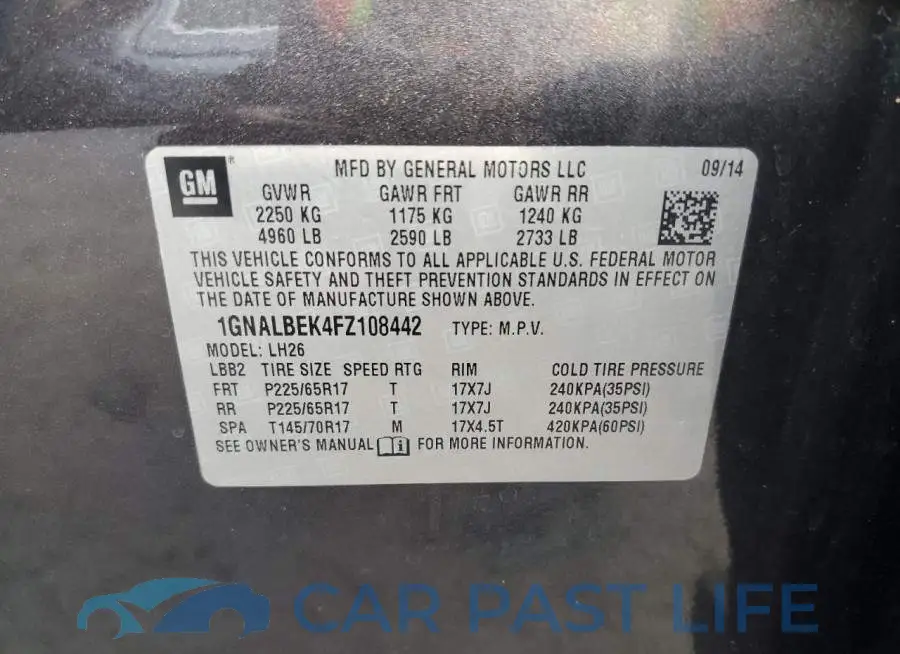 1GNALBEK4FZ108442# 12