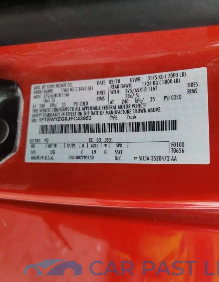 1FTEW1EG0JFC43953# 10