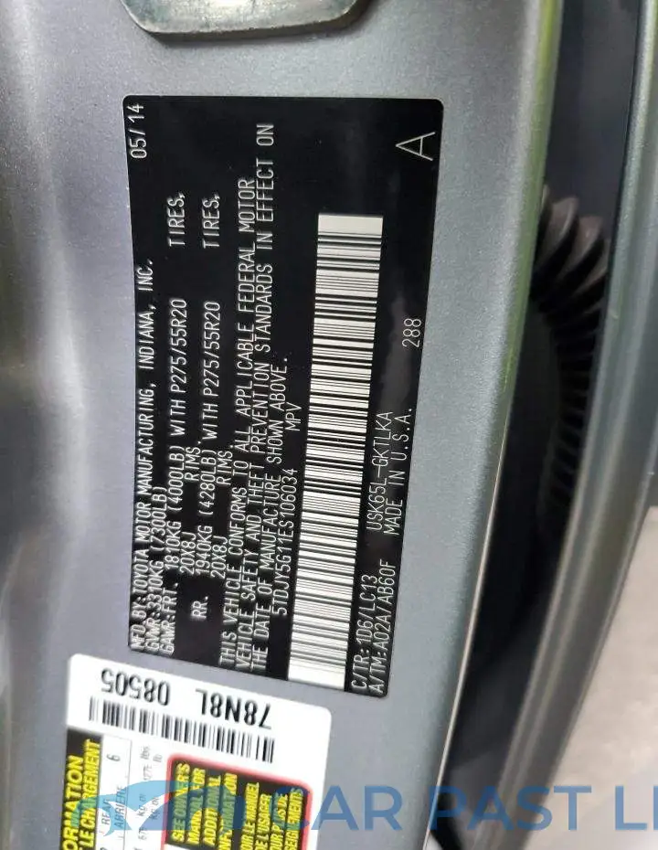 5TDJY5G11ES106034# 12