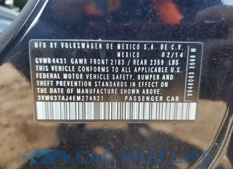 3VW637AJ4EM274921# 12