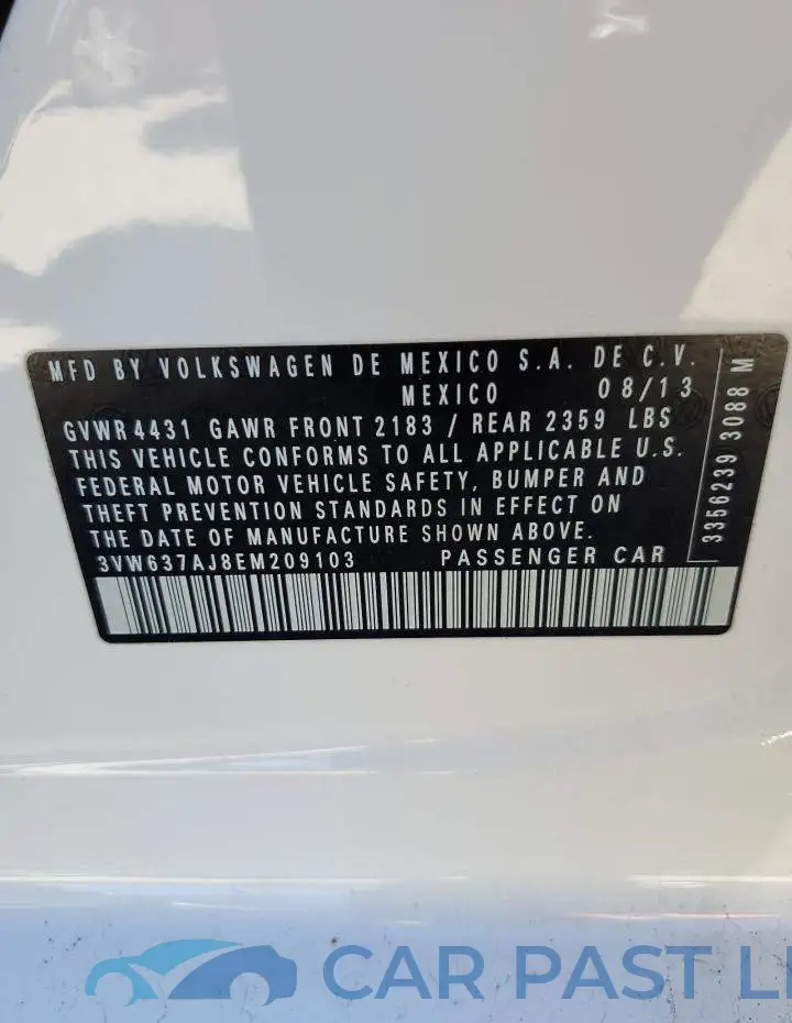 3VW637AJ8EM209103# 12