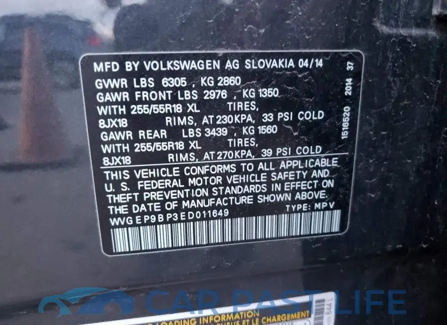 WVGEP9BP3ED011649# 13