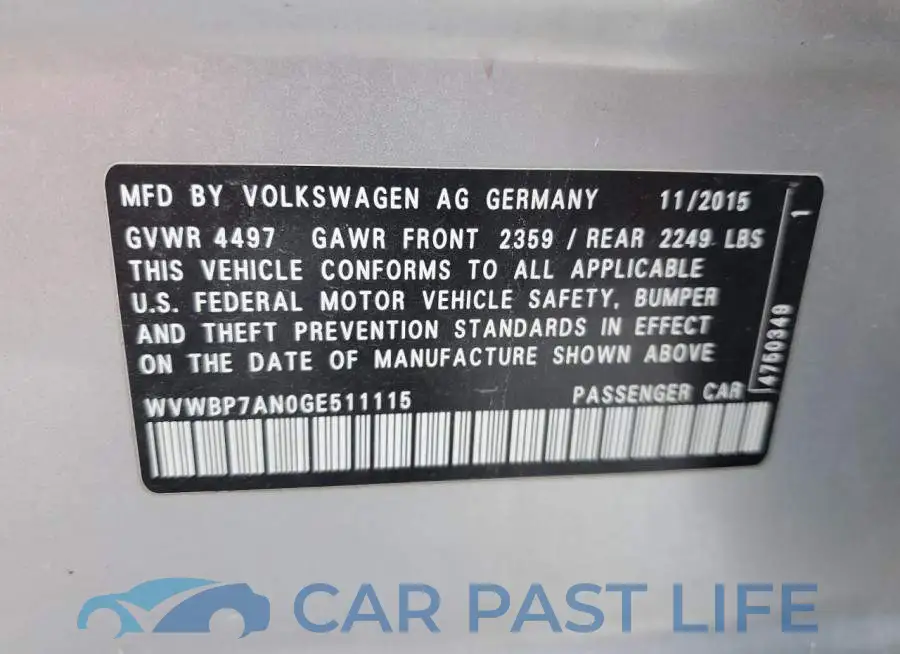 WVWBP7AN0GE511115# 13