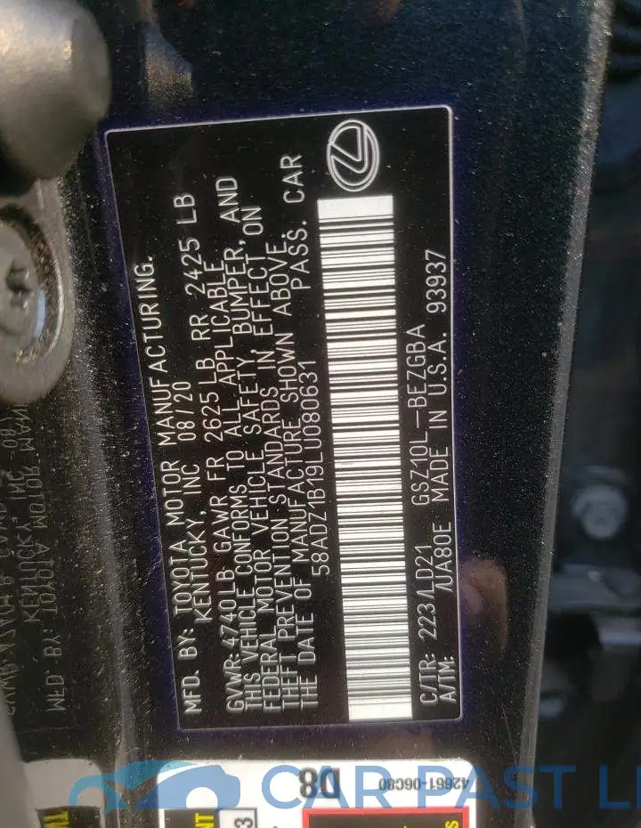 58ADZ1B19LU080631# 12