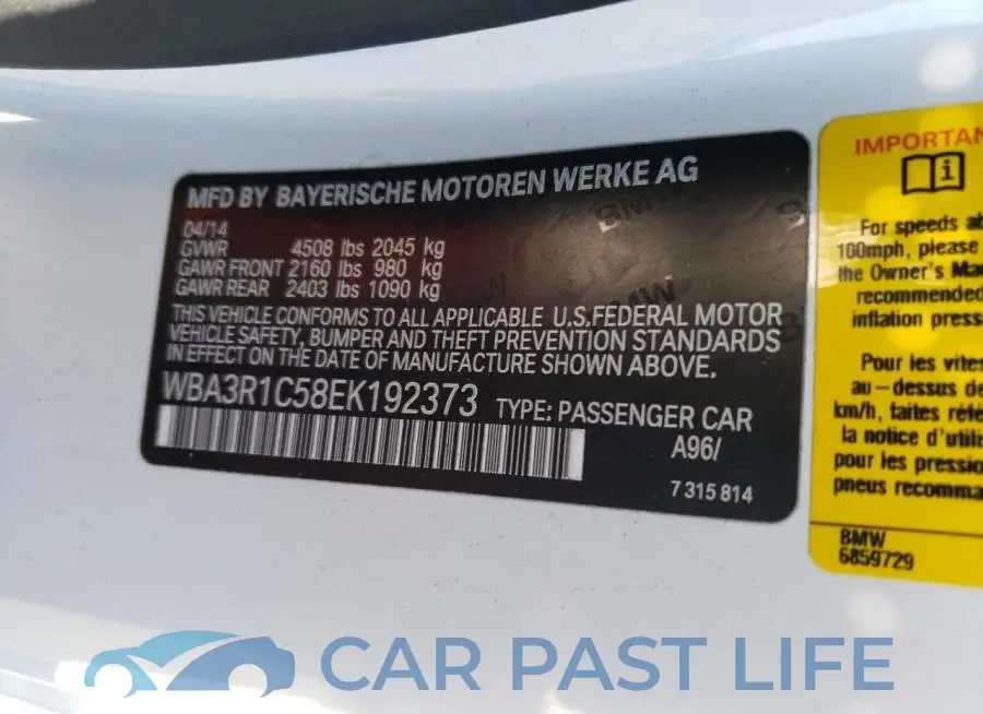 WBA3R1C58EK192373# 12