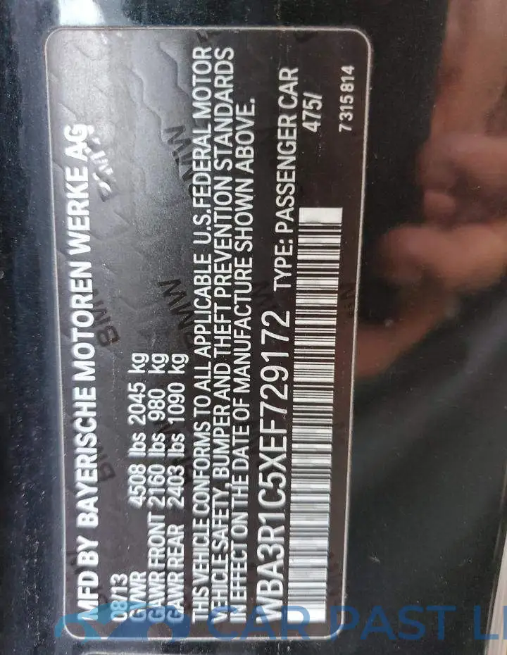 WBA3R1C5XEF729172# 12