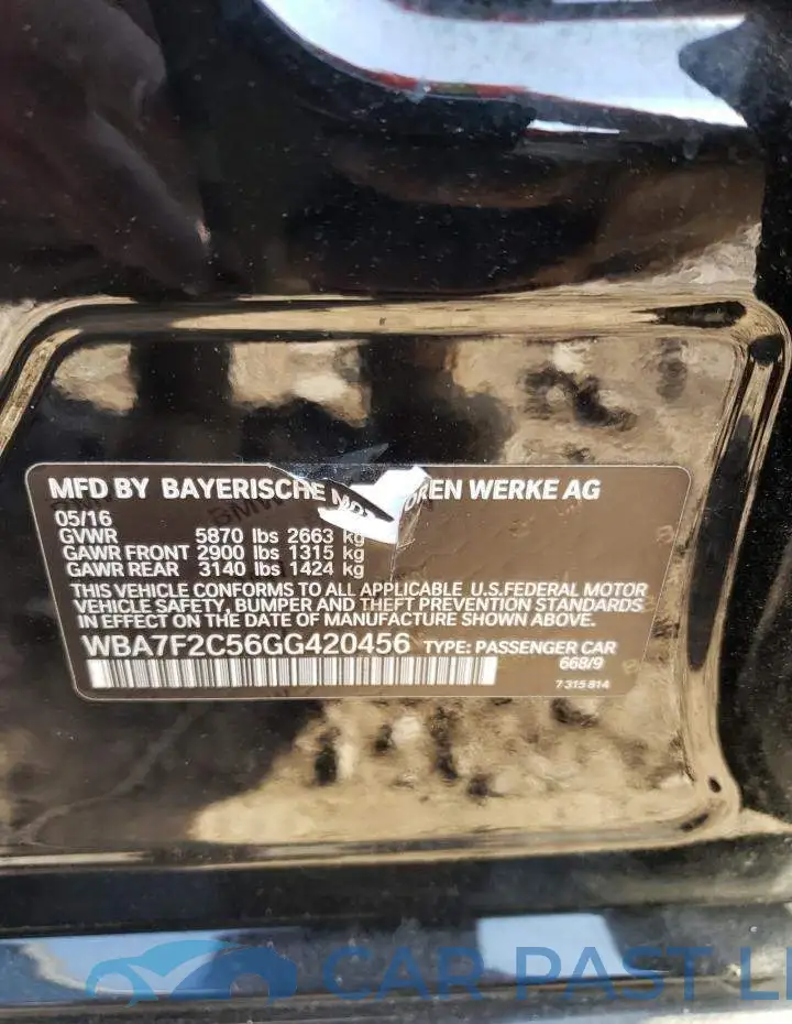 WBA7F2C56GG420456# 12