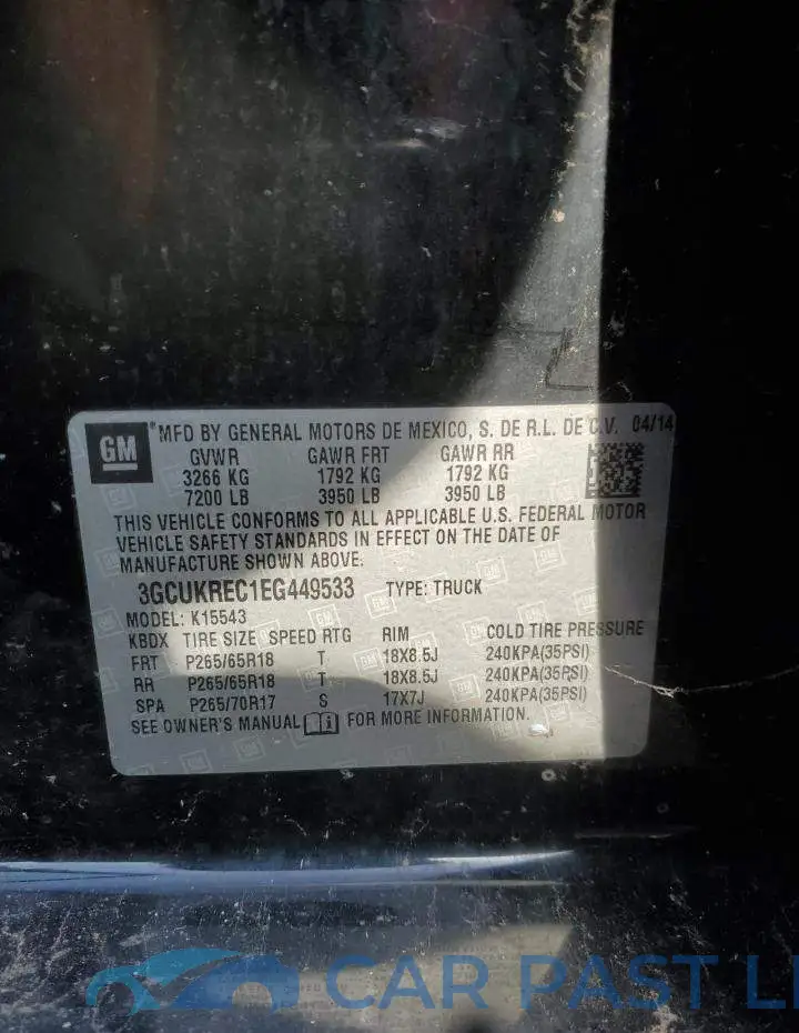 3GCUKREC1EG449533# 12