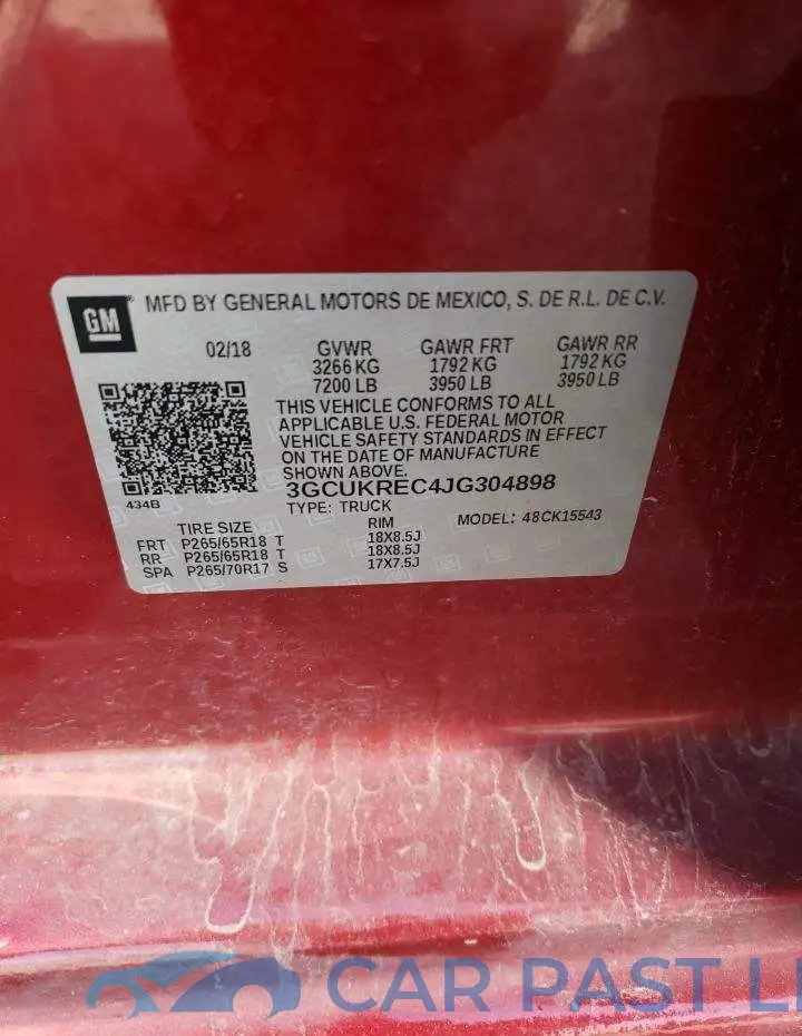 3GCUKREC4JG304898# 12