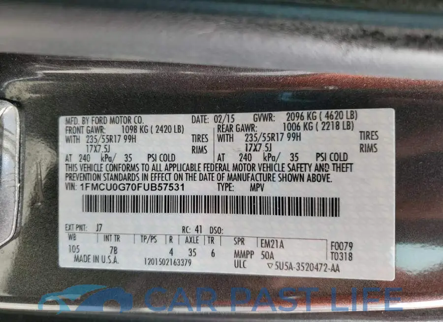 1FMCU0G70FUB57531# 12