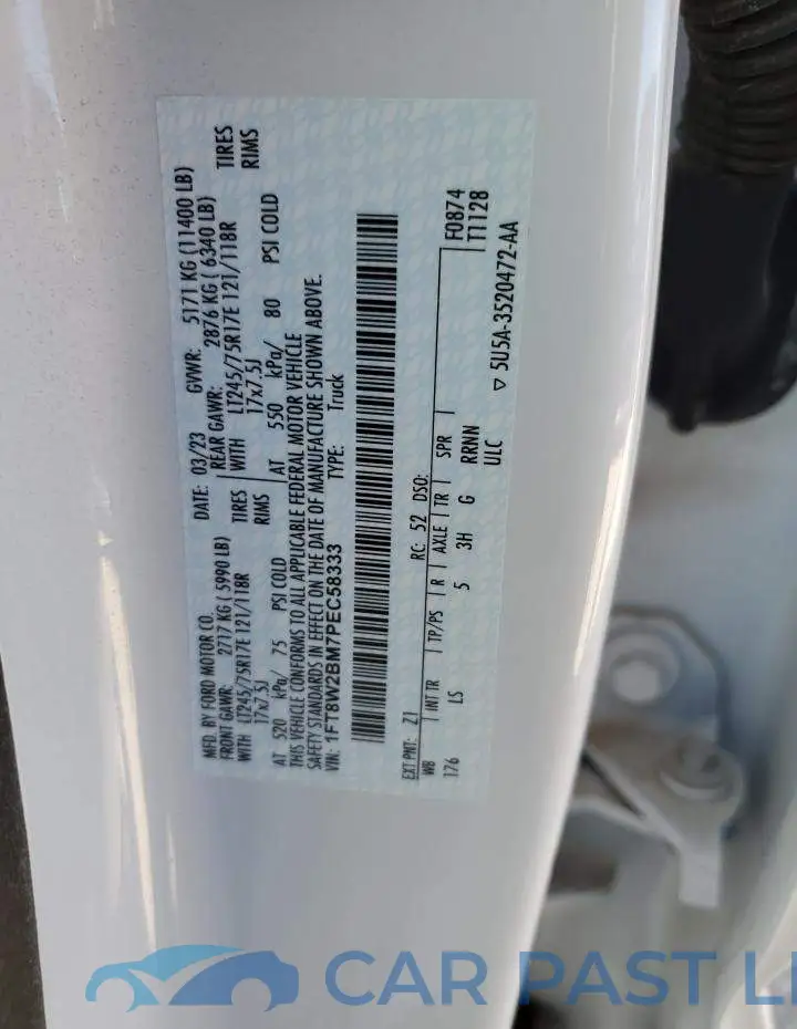 1FT8W2BM7PEC58333# 12