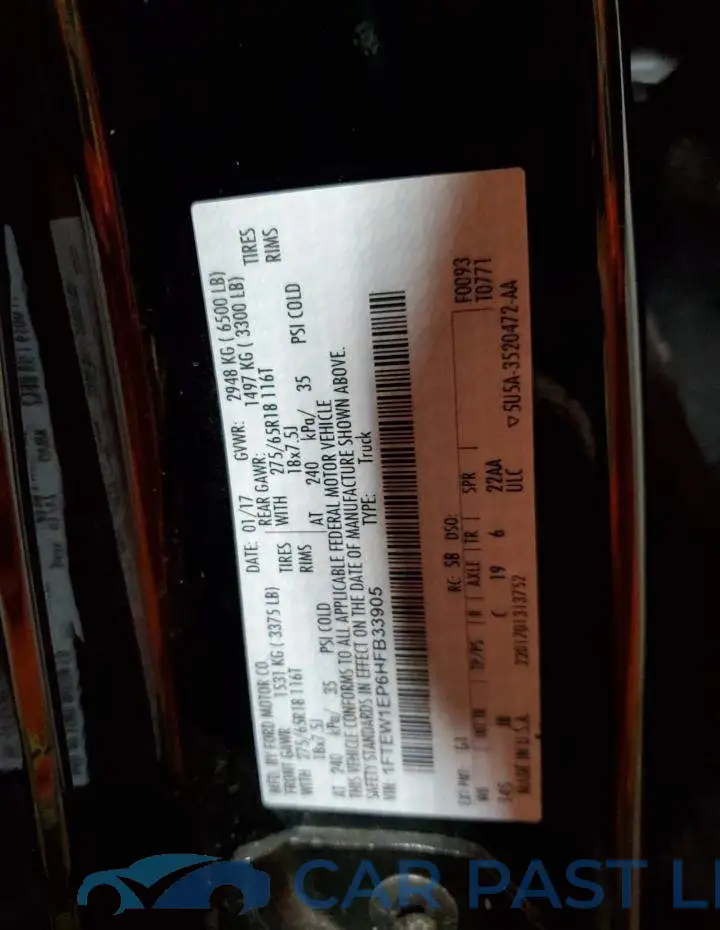 1FTEW1EP6HFB33905# 12