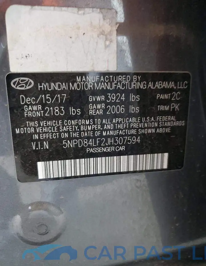5NPD84LF2JH307594# 12