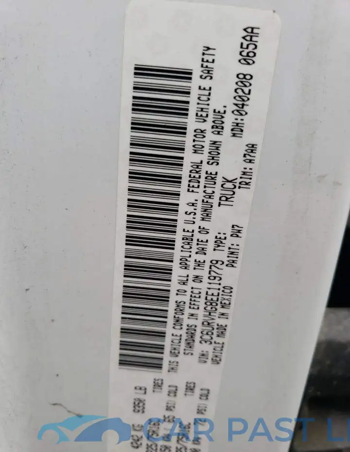 3C6URVHG8EE119779# 13