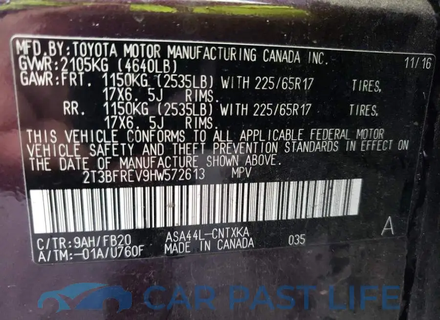 2T3BFREV9HW572613# 12