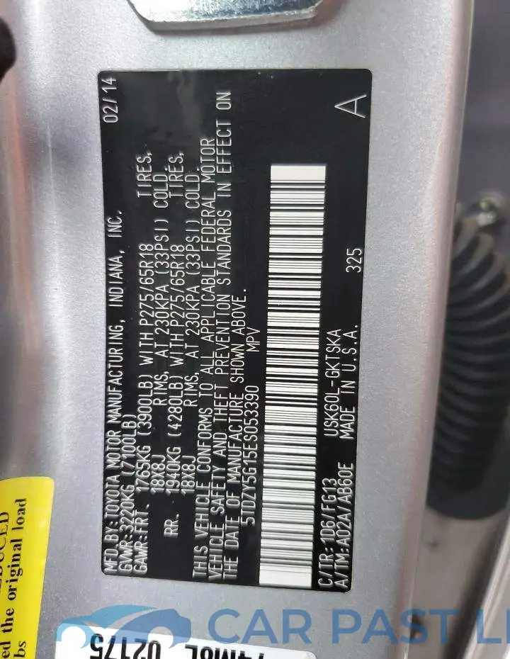 5TDZY5G15ES053390# 14