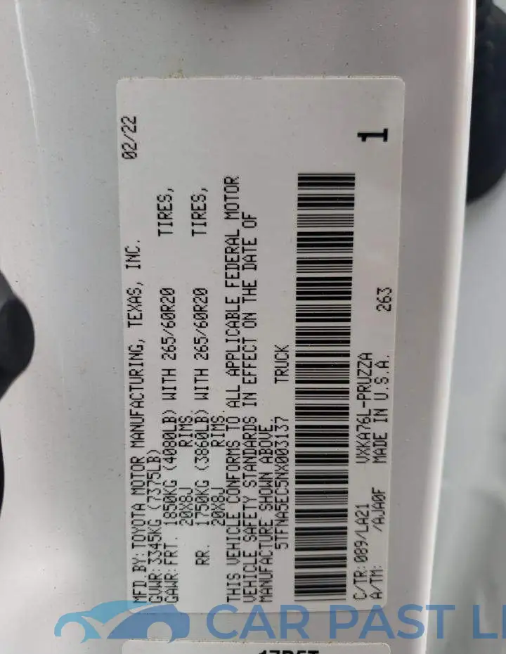 5TFNA5EC5NX003137# 12