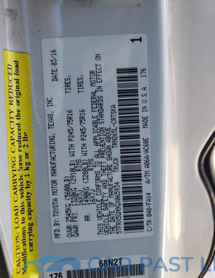 5TFRX5GN9GX065934# 12