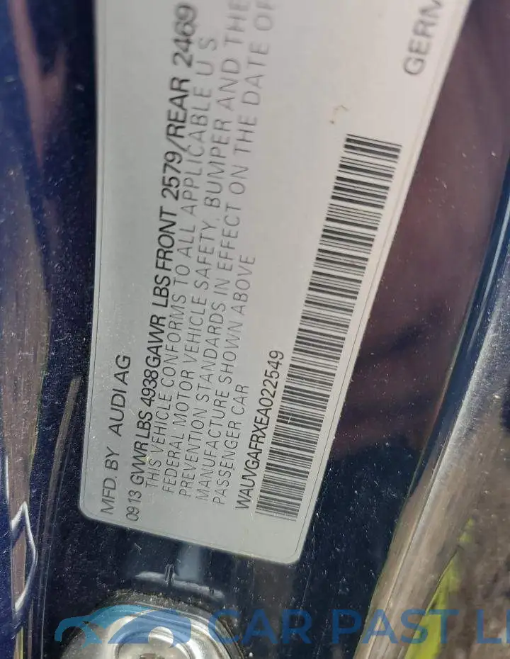 WAUVGAFRXEA022549# 12
