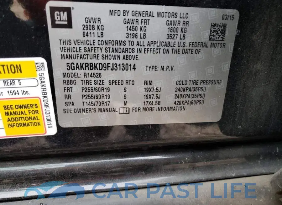 5GAKRBKD9FJ313014# 13