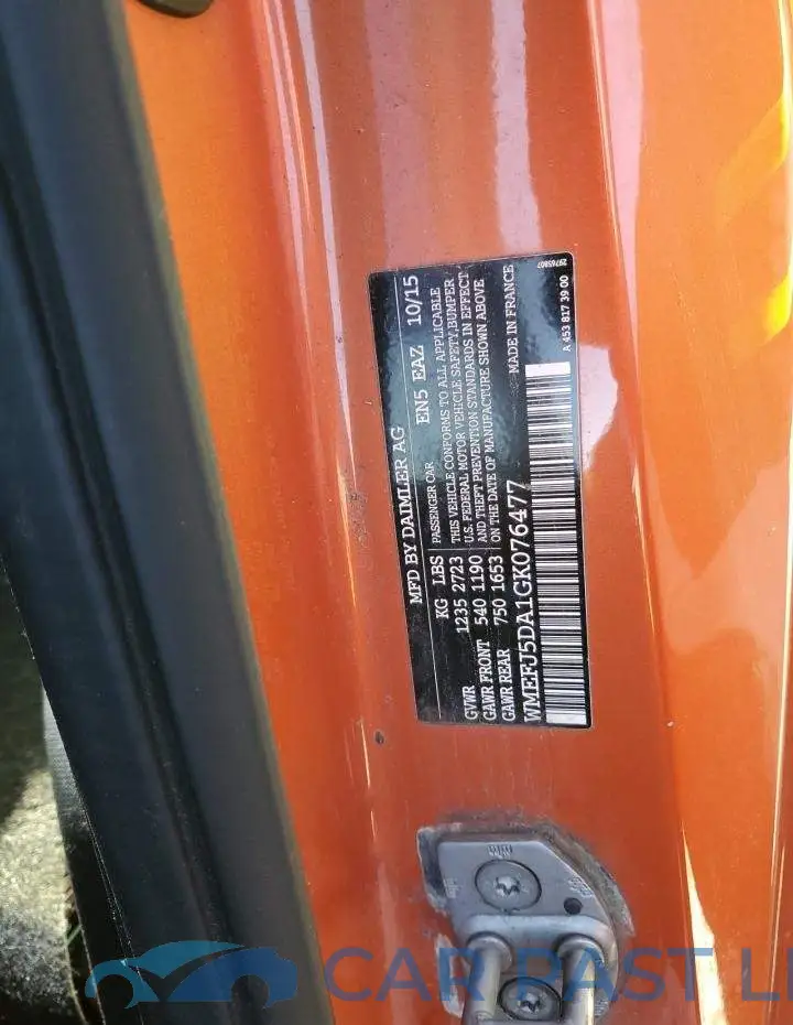 WMEFJ5DA1GK076477# 12