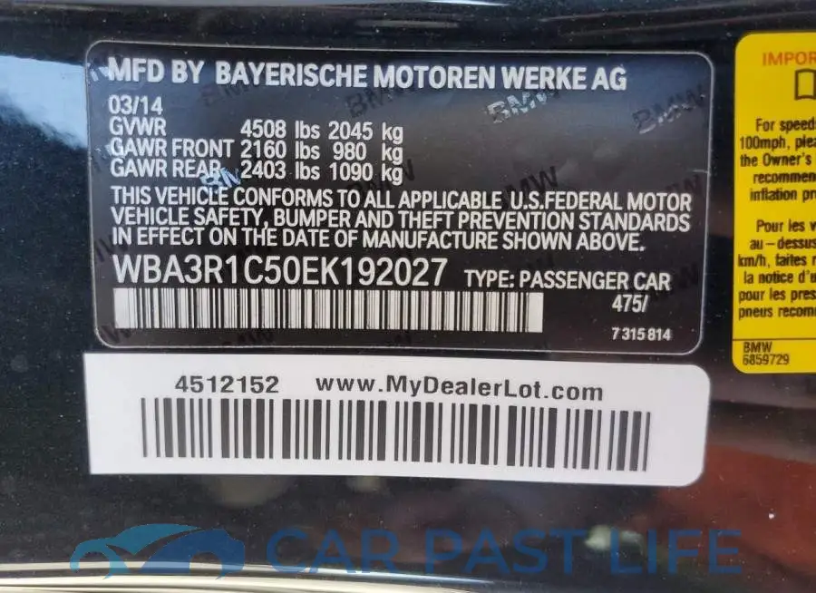 WBA3R1C50EK192027# 12