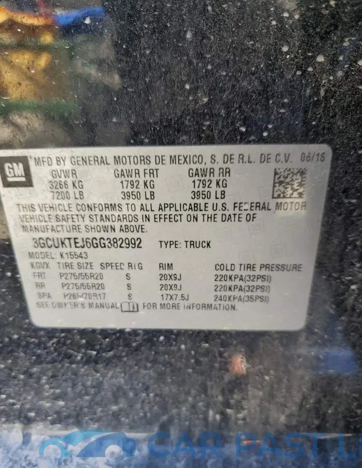 3GCUKTEJ6GG382992# 12