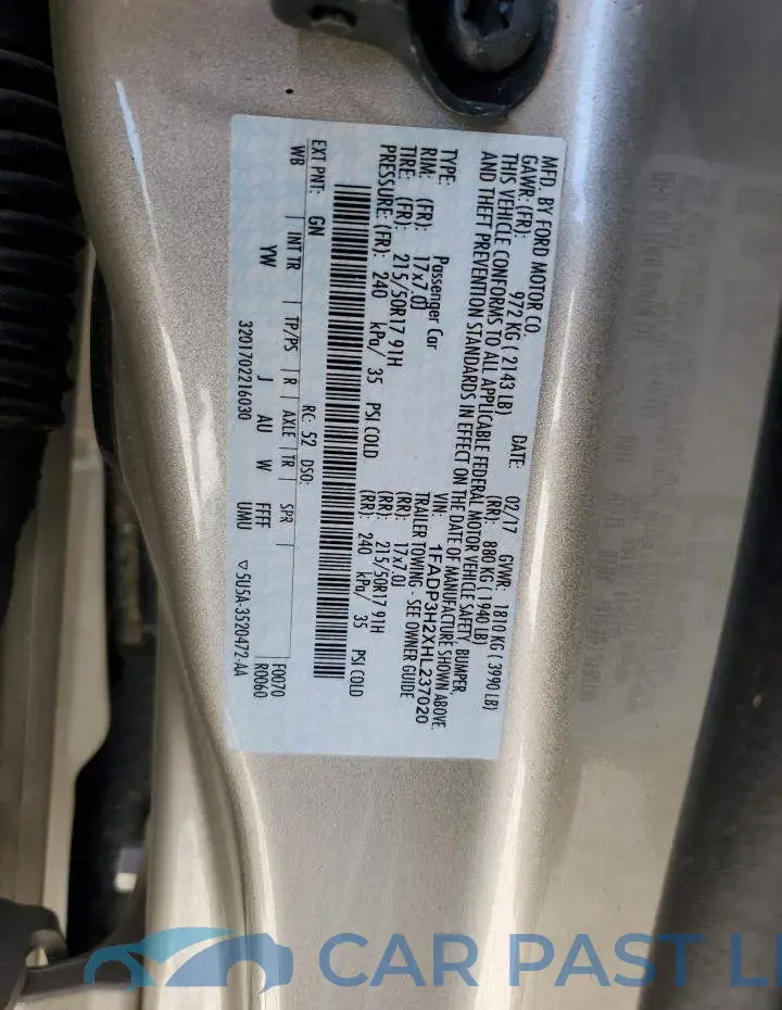 1FADP3H2XHL237020# 12