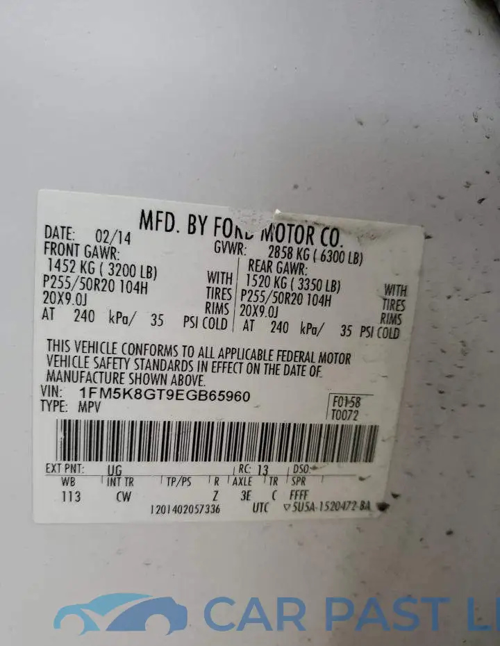 1FM5K8GT9EGB65960# 12