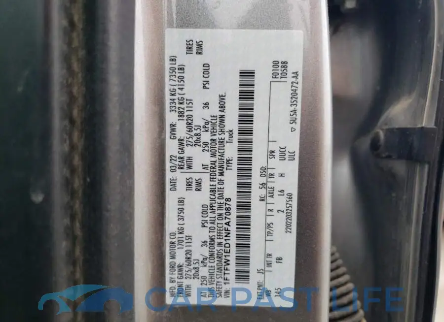 1FTFW1ED1NFA70878# 12