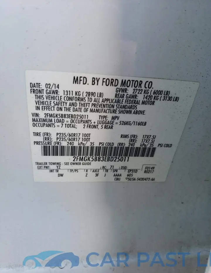 2FMGK5B83EBD25011# 12