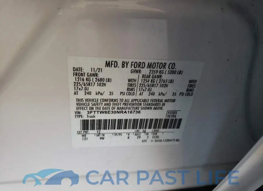 3FTTW8E30NRA16736# 13