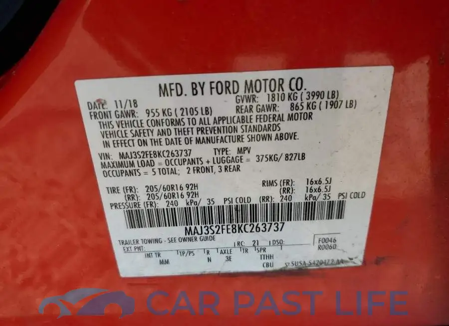 MAJ3S2FE8KC263737# 12