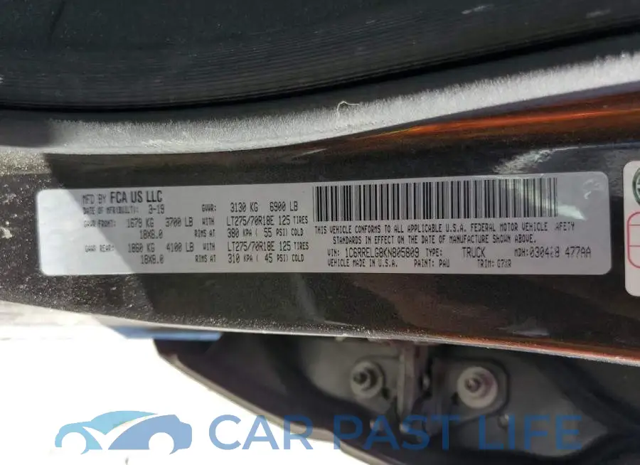1C6RRELG8KN805809# 12