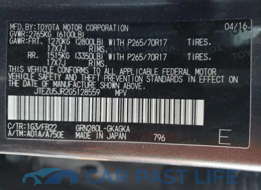 JTEZU5JR2G5128559# 13